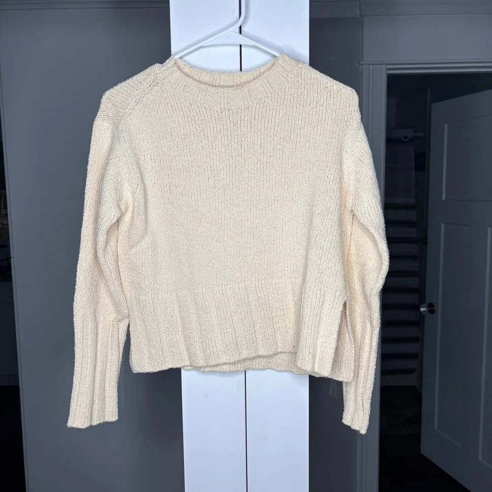 NWT J. Crew Marina Sweater Textured Cotton Blend Warm Sesame